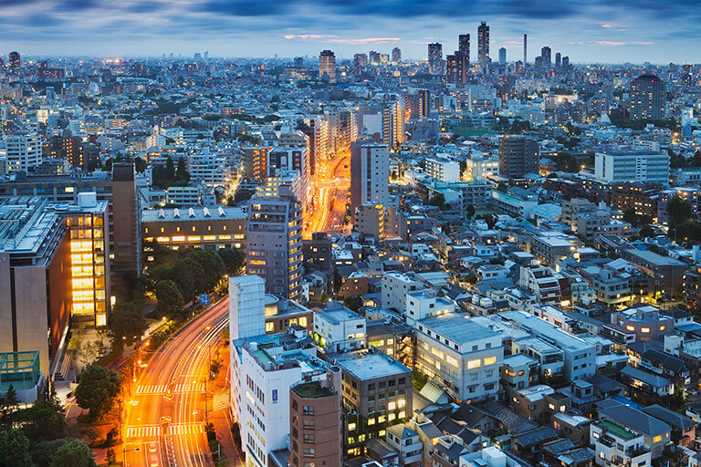 Timelapse overview of busy city street